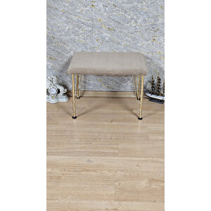 Tedy Kumaşlı 60 Cm X 40 Cm Gold Telli Ayak Oturak Kapuçino