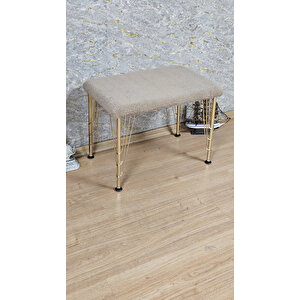 Tedy Kumaşlı 60 Cm X 40 Cm Gold Telli Ayak Oturak Kapuçino