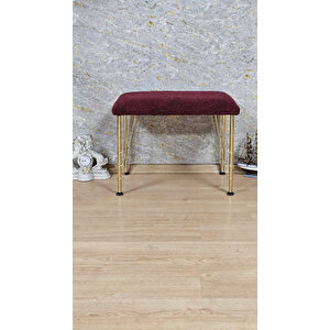 Tedy Kumaşlı 60 Cm X 40 Cm Gold Telli Ayak Oturak Bordo