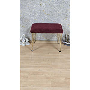 Tedy Kumaşlı 60 Cm X 40 Cm Gold Telli Ayak Oturak Bordo