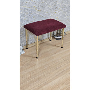 Tedy Kumaşlı 60 Cm X 40 Cm Gold Telli Ayak Oturak Bordo