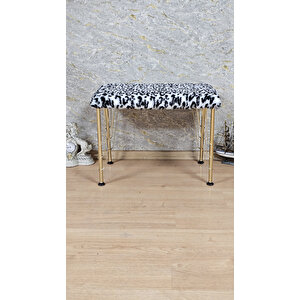 Tedy Kumaşlı 60 Cm X 40 Cm Gold Telli Ayak Oturak Zebra
