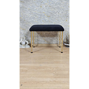 Tedy Kumaşlı 60 Cm X 40 Cm Gold Telli Ayak Oturak Siyah