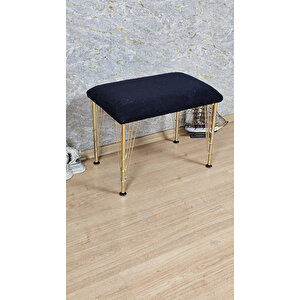 Tedy Kumaşlı 60 Cm X 40 Cm Gold Telli Ayak Oturak Siyah