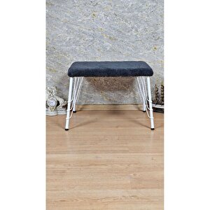 Tedy Kumaşlı 60 Cm X 40 Cm Beyaz Telli Ayak Oturak Füme