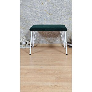 Tedy Kumaşlı 60 Cm X 40 Cm Beyaz Telli Ayak Oturak Yeşil