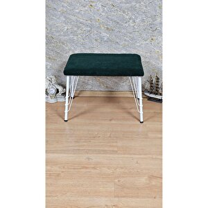 Tedy Kumaşlı 60 Cm X 40 Cm Beyaz Telli Ayak Oturak Yeşil