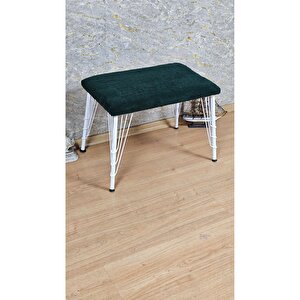 Tedy Kumaşlı 60 Cm X 40 Cm Beyaz Telli Ayak Oturak Yeşil