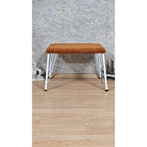 Tedy Kumaşlı 60 Cm X 40 Cm Beyaz Telli Ayak Oturak Turuncu