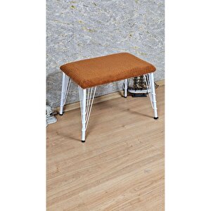 Tedy Kumaşlı 60 Cm X 40 Cm Beyaz Telli Ayak Oturak Turuncu
