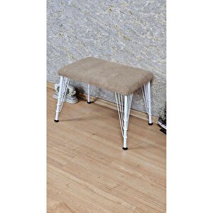 Tedy Kumaşlı 60 Cm X 40 Cm Beyaz Telli Ayak Oturak