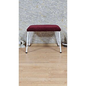Tedy Kumaşlı 60 Cm X 40 Cm Beyaz Telli Ayak Oturak Bordo