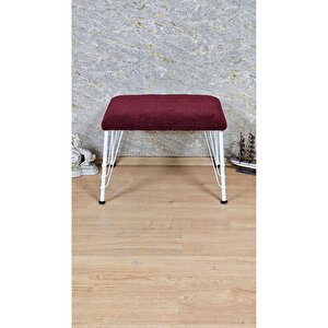 Tedy Kumaşlı 60 Cm X 40 Cm Beyaz Telli Ayak Oturak Bordo
