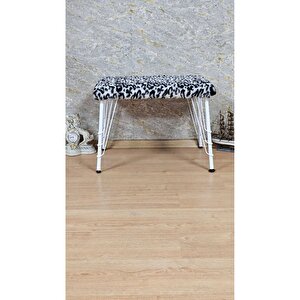 Tedy Kumaşlı 60 Cm X 40 Cm Beyaz Telli Ayak Oturak Zebra