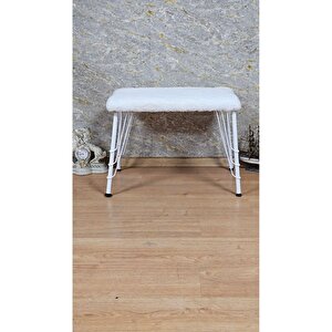 Tedy Kumaşlı 60 Cm X 40 Cm Beyaz Telli Ayak Oturak Krem