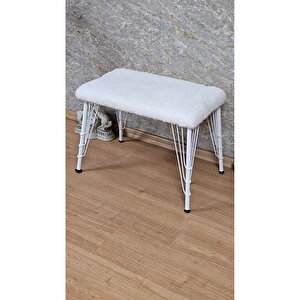 Tedy Kumaşlı 60 Cm X 40 Cm Beyaz Telli Ayak Oturak