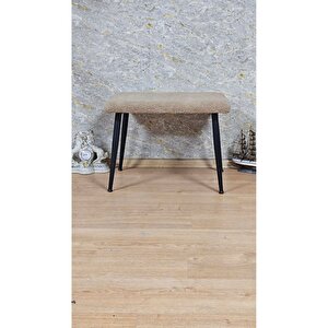 Tedy Kumaşlı 60 Cm X 40 Cm Siyah Sivriltme Ayaklı Oturak Kapuçino