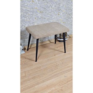 Tedy Kumaşlı 60 Cm X 40 Cm Siyah Sivriltme Ayaklı Oturak Kapuçino