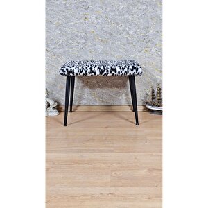 Tedy Kumaşlı 60 Cm X 40 Cm Siyah Sivriltme Ayaklı Oturak Zebra