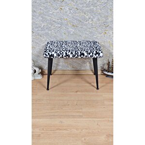 Tedy Kumaşlı 60 Cm X 40 Cm Siyah Sivriltme Ayaklı Oturak Zebra