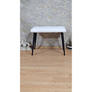Tedy Kumaşlı 60 Cm X 40 Cm Siyah Sivriltme Ayaklı Oturak Krem