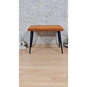 Tedy Kumaşlı 60 Cm X 40 Cm Siyah Sivriltme Ayaklı Oturak Turuncu