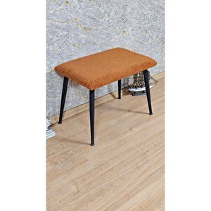 Tedy Kumaşlı 60 Cm X 40 Cm Siyah Sivriltme Ayaklı Oturak Turuncu