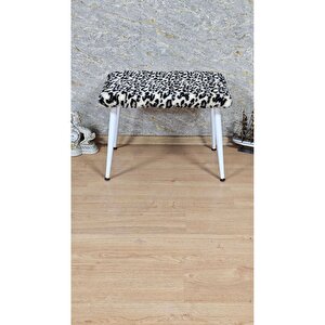 Tedy Kumaşlı 60 Cm X 40 Cm  Beyaz Sivriltme Ayaklı Oturak Sarı Siyah