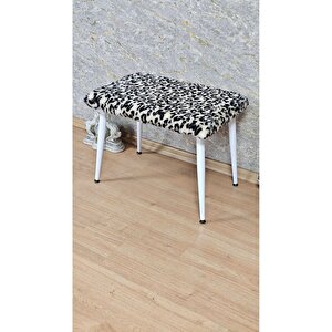 Tedy Kumaşlı 60 Cm X 40 Cm  Beyaz Sivriltme Ayaklı Oturak