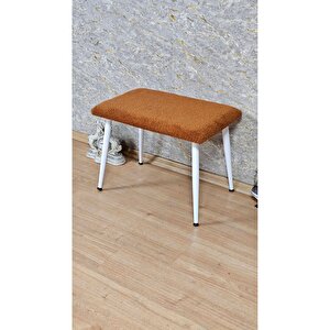 Tedy Kumaşlı 60 Cm X 40 Cm  Beyaz Sivriltme Ayaklı Oturak