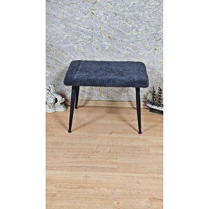 Tedy Kumaşlı 60 Cm X 40 Cm Siyah Sivriltme Ayaklı Oturak Füme