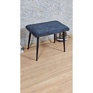 Tedy Kumaşlı 60 Cm X 40 Cm Siyah Sivriltme Ayaklı Oturak Füme