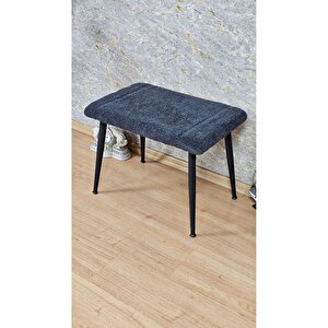 Tedy Kumaşlı 60 Cm X 40 Cm Siyah Sivriltme Ayaklı Oturak
