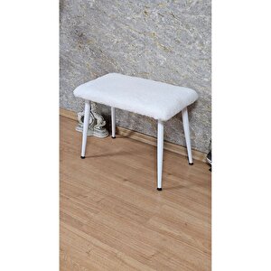 Tedy Kumaşlı 60 Cm X 40 Cm  Beyaz Sivriltme Ayaklı Oturak