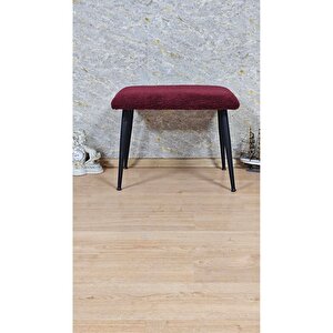 Tedy Kumaşlı 60 Cm X 40 Cm Siyah Sivriltme Ayaklı Oturak Bordo