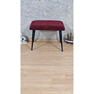 Tedy Kumaşlı 60 Cm X 40 Cm Siyah Sivriltme Ayaklı Oturak Bordo