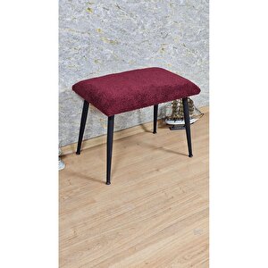 Tedy Kumaşlı 60 Cm X 40 Cm Siyah Sivriltme Ayaklı Oturak Bordo