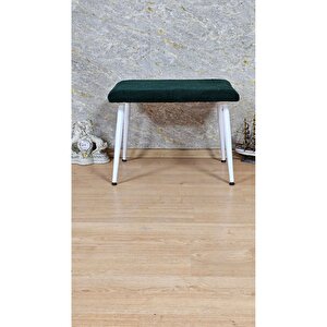 Tedy Kumaşlı 60 Cm X 40 Cm  Beyaz Sivriltme Ayaklı Oturak Yeşil