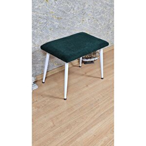 Tedy Kumaşlı 60 Cm X 40 Cm  Beyaz Sivriltme Ayaklı Oturak Yeşil