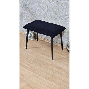 Tedy Kumaşlı 60 Cm X 40 Cm Siyah Sivriltme Ayaklı Oturak