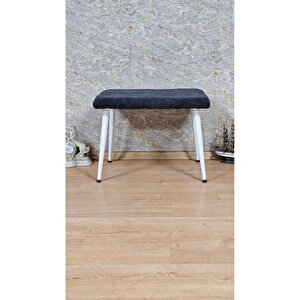 Tedy Kumaşlı 60 Cm X 40 Cm  Beyaz Sivriltme Ayaklı Oturak Füme