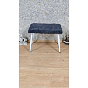 Tedy Kumaşlı 60 Cm X 40 Cm  Beyaz Sivriltme Ayaklı Oturak Füme