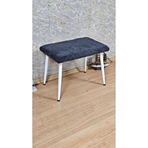 Tedy Kumaşlı 60 Cm X 40 Cm  Beyaz Sivriltme Ayaklı Oturak Füme