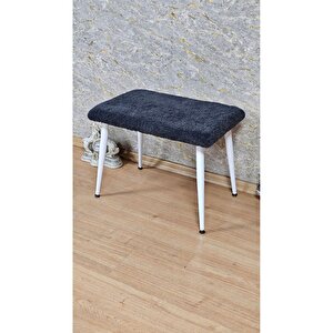 Tedy Kumaşlı 60 Cm X 40 Cm  Beyaz Sivriltme Ayaklı Oturak