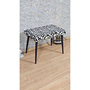Tedy Kumaşlı 60 Cm X 40 Cm Siyah Sivriltme Ayaklı Oturak Sarı Siyah