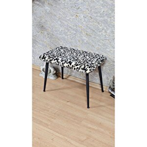 Tedy Kumaşlı 60 Cm X 40 Cm Siyah Sivriltme Ayaklı Oturak
