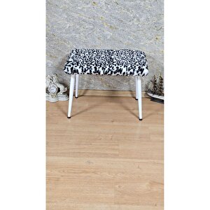 Tedy Kumaşlı 60 Cm X 40 Cm  Beyaz Sivriltme Ayaklı Oturak Zebra
