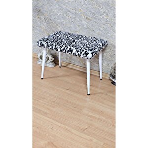 Tedy Kumaşlı 60 Cm X 40 Cm  Beyaz Sivriltme Ayaklı Oturak