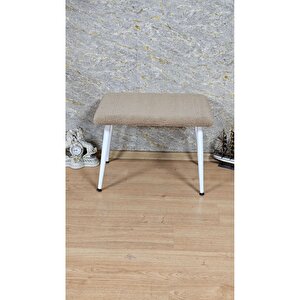 Tedy Kumaşlı 60 Cm X 40 Cm  Beyaz Sivriltme Ayaklı Oturak Kapuçino