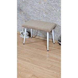 Tedy Kumaşlı 60 Cm X 40 Cm  Beyaz Sivriltme Ayaklı Oturak